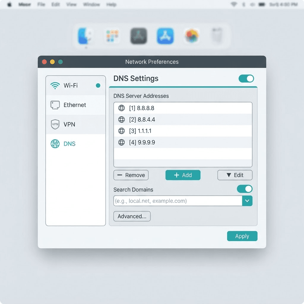 Minh họa thiết lập DNS bảo mật trên macOS
